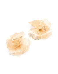 Gold Plated Laser Cut Full Flower Earrings - link has visual effect only