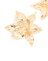 Gold Frangipani Flower Stud Earrings - link has visual effect only