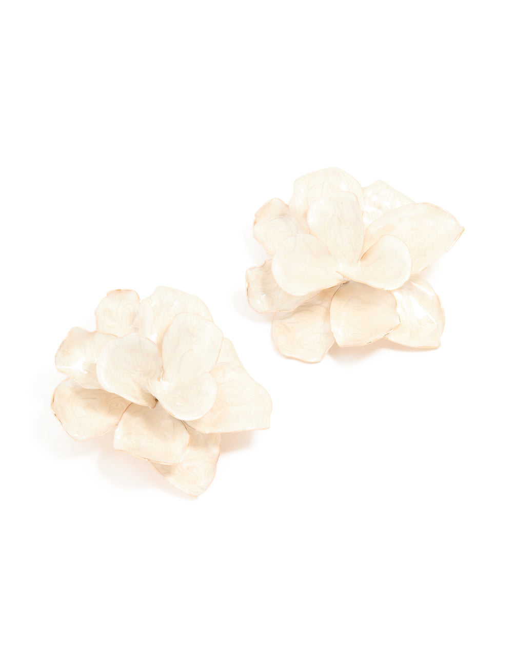 Gold White Enamel Full Flower Earrings