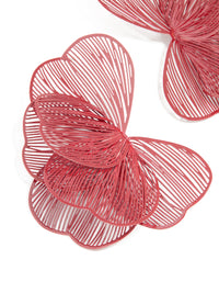 Red Coated Metal Wire Petal Stud Earrings - link has visual effect only