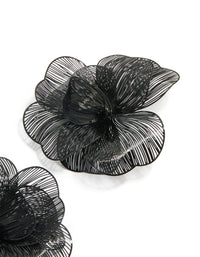 Black Coated Metal Laser Cut Full Flower Earrings - link has visual effect only