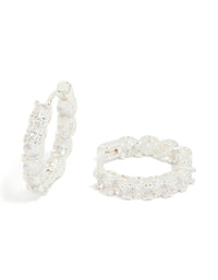 Silver Plated Cubic Zirconia Small Hoop Earrings - link has visual effect only