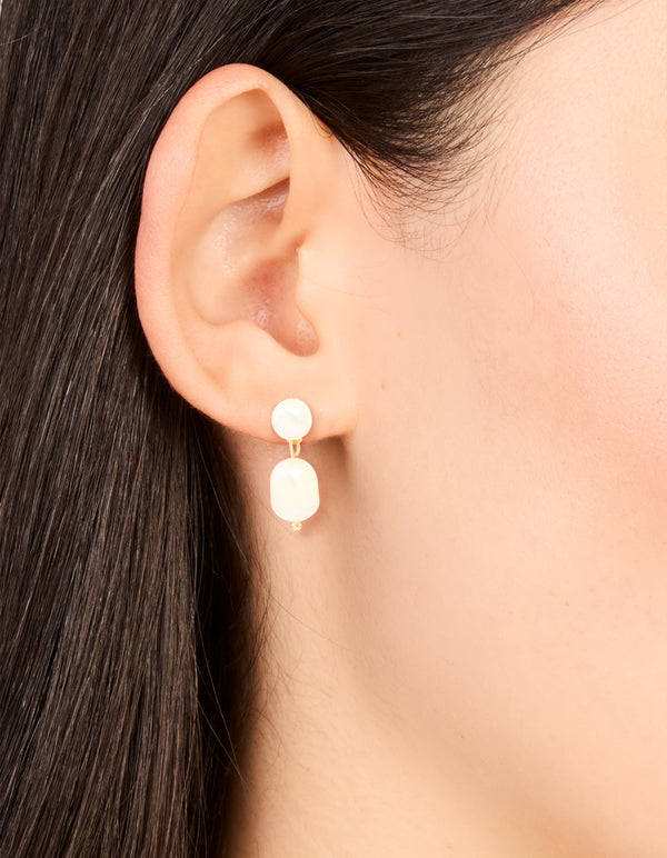 Gold Plated Freshwater Pearl Drop Earrings