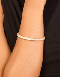 Gold Plated Half Cubic Zirconia Bangle - link has visual effect only