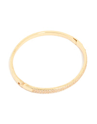 Gold Plated Half Cubic Zirconia Bangle - link has visual effect only