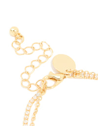 Gold Plated Cubic Zirconia & Freshwater Pearl Tennis Layered Bracelet - link has visual effect only