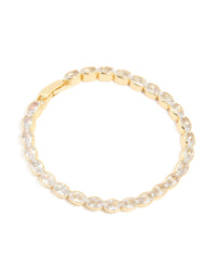 Gold Plated Cubic Zirconia Oval Chunky Tennis Bracelet - link has visual effect only