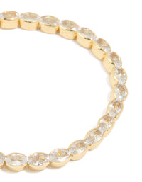 Gold Plated Cubic Zirconia Oval Chunky Tennis Bracelet - link has visual effect only