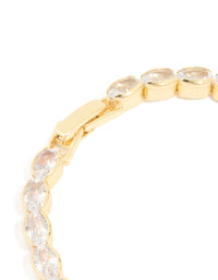 Gold Plated Cubic Zirconia Oval Chunky Tennis Bracelet - link has visual effect only
