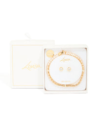 Gold Plated Cubic Zirconia Circle Tennis Bracelet & Earrings Set - link has visual effect only