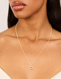 Gold Plated Brass Cubic Zirconia Letter O Necklace - link has visual effect only