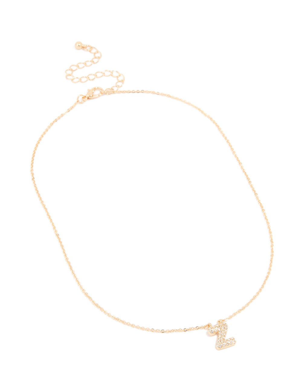 Kids Gold Cubic Zirconia Letter Z Necklace