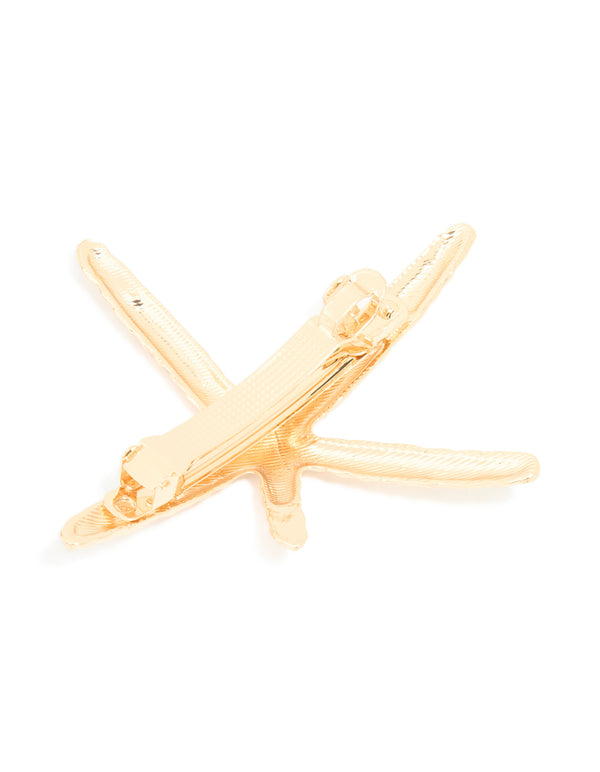 Gold Textured Starfish Hair Clip