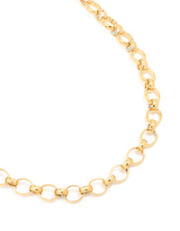 Waterproof Gold Plated Stainless Steel Interlocking Chain Necklace - link has visual effect only