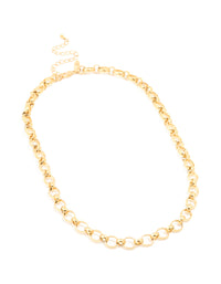 Waterproof Gold Plated Stainless Steel Interlocking Chain Necklace - link has visual effect only