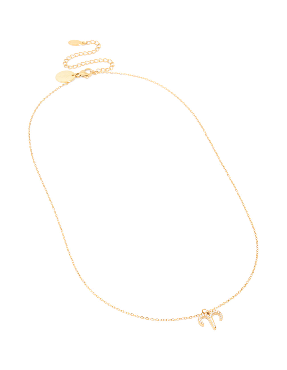 Waterproof Gold Plated Stainless Steel Cubic Zirconia Aries Zodiac Sign Necklace