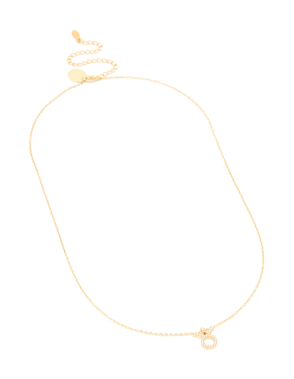 Waterproof Gold Plated Stainless Steel Cubic Zirconia Taurus Zodiac Sign Necklace