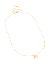 Waterproof Gold Plated Stainless Steel Cubic Zirconia Aquarius Zodiac Sign Necklace - link has visual effect only