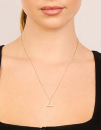 Waterproof Gold Plated Stainless Steel Cubic Zirconia Libra  Zodiac Sign Necklace - link has visual effect only