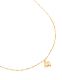 Waterproof Gold Plated Stainless Steel Mini Bubble Letter M Necklace - link has visual effect only