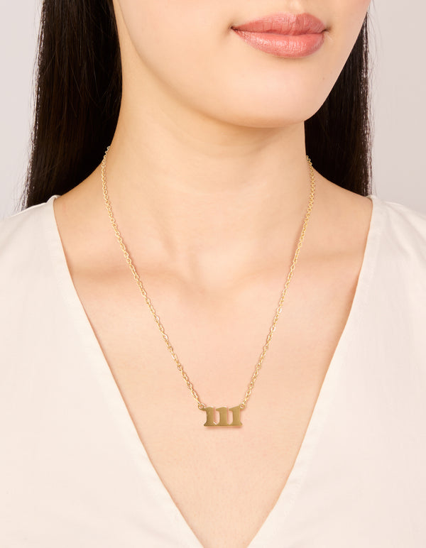 Waterproof Gold Plated Stainless Steel Angel Number 111 Necklace