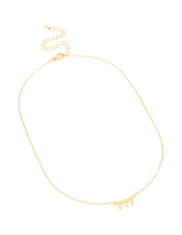 Waterproof Gold Plated Stainless Steel Angel Number 777 Necklace