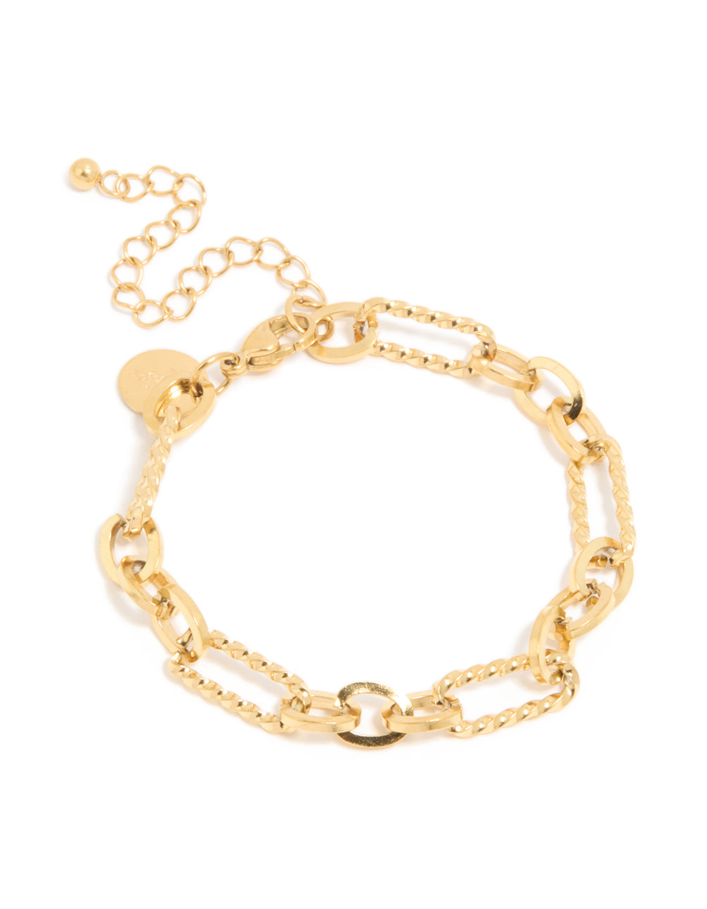 Crafted from waterproof stainless steel featuring multi-link chain design in chunky style front view