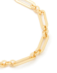 Waterproof Gold Plated Stainless Steel Open Oval Link Bracelet - link has visual effect only