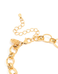 Waterproof Gold Plated Stainless Steel Interlocking Chain Bracelet - link has visual effect only