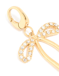 Waterproof Gold Plated Stainless Steel Pavé Cubic Zirconia Bow Charm - link has visual effect only