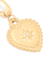 Waterproof Gold Plated Stainless Steel Diamante Heart Beaded Charm - link has visual effect only