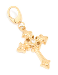 Waterproof Gold Plated Stainless Steel Cross Charm - link has visual effect only