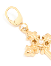 Waterproof Gold Plated Stainless Steel Cross Charm - link has visual effect only