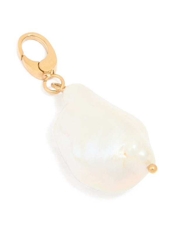 Waterproof Gold Plated Stainless Steel Freshwater Pearl Charm