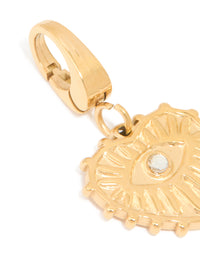 Waterproof Gold Plated Stainless Steel Heart & Evil Eye Charm - link has visual effect only