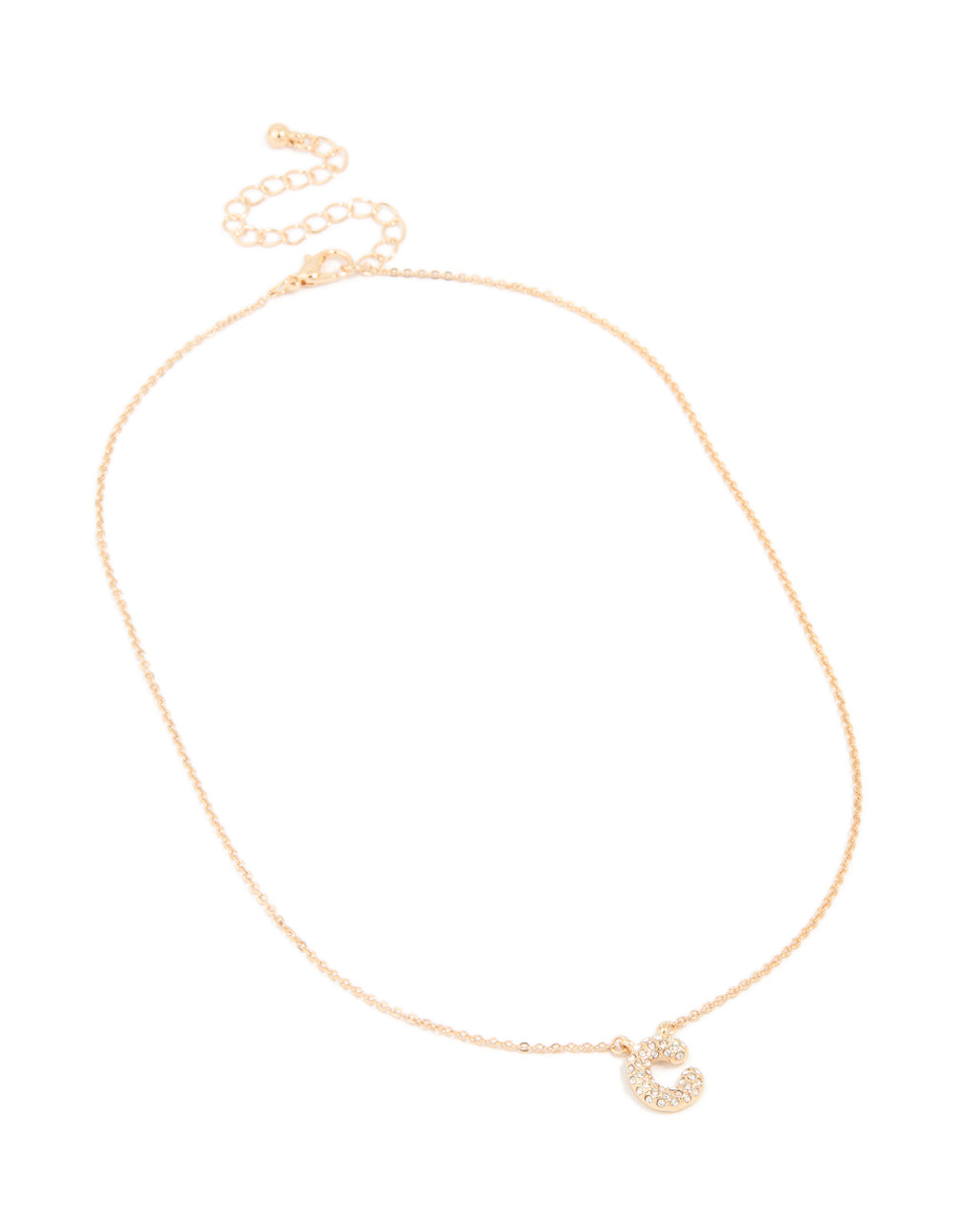 Kids Gold Cubic Zirconia Letter C Necklace