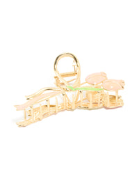 Gold Tulip Flower & Ribbon Claw Clip - link has visual effect only
