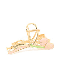 Gold Tulip Flower & Ribbon Claw Clip - link has visual effect only