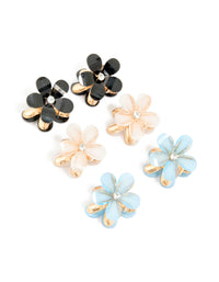 Gold Diamante Centre Multicoloured Mini Flower Claw Clips 6-Pack - link has visual effect only