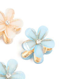 Gold Diamante Centre Multicoloured Mini Flower Claw Clips 6-Pack - link has visual effect only
