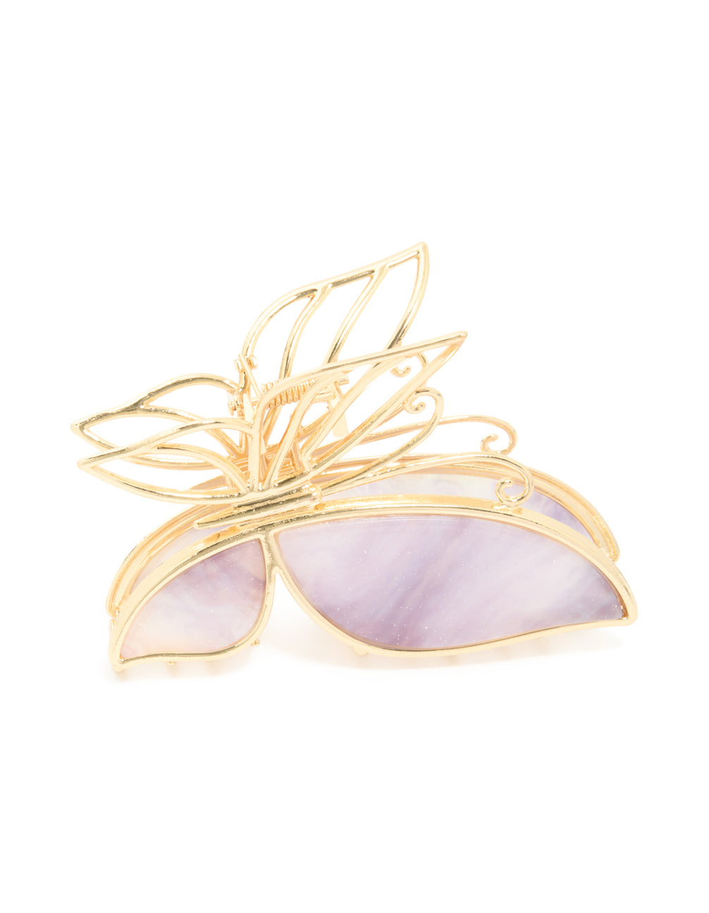 Gold Purple Acrylic Butterfly Outline Claw Clip
