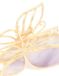 Gold Purple Acrylic Butterfly Outline Claw Clip - link has visual effect only