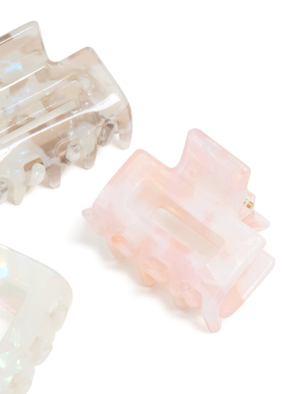 Neutral Acrylic Mini Rectangle Claw Clips 3-Pack