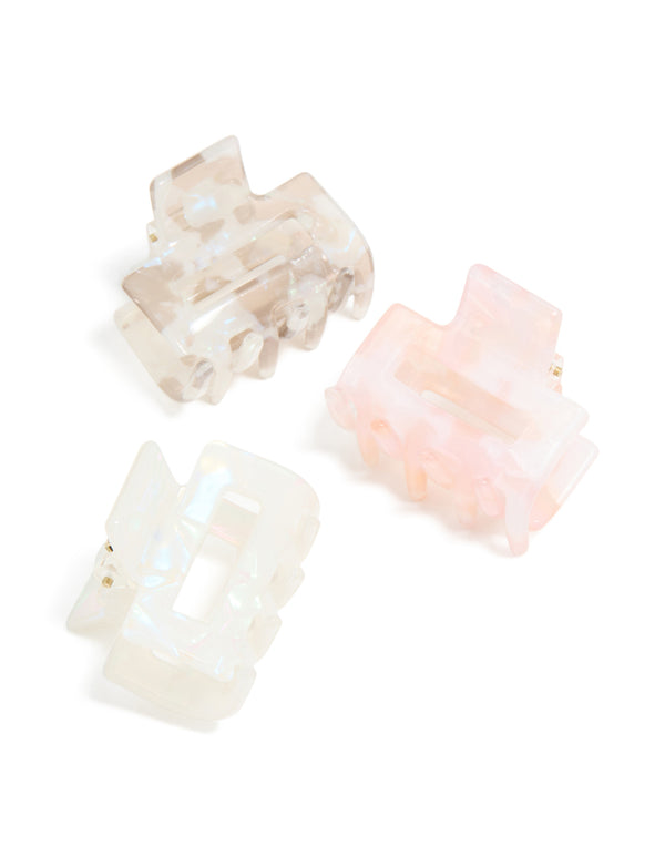 Neutral Acrylic Mini Rectangle Claw Clips 3-Pack