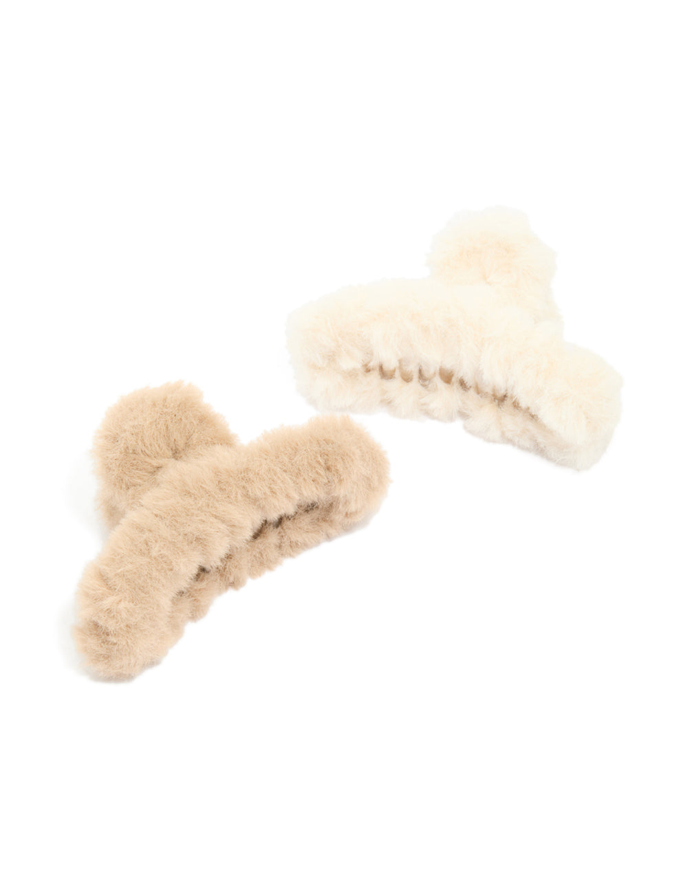 Brown & Cream Faux Fur Small Claw Clips 2-Pack