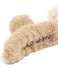 Brown & Cream Faux Fur Small Claw Clips 2-Pack - link has visual effect only