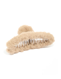 Brown Faux Fur Fabric Claw Clip - link has visual effect only