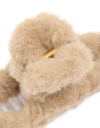 Brown Faux Fur Fabric Claw Clip - link has visual effect only