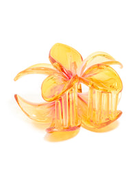 Dark Orange Ombre Frangipani Flower Claw Clip - link has visual effect only
