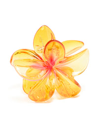 Dark Orange Ombre Frangipani Flower Claw Clip - link has visual effect only